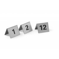 Chevalets De Table Numérotés Inox - Numéros 1 à 12 - 52x40(h)mm