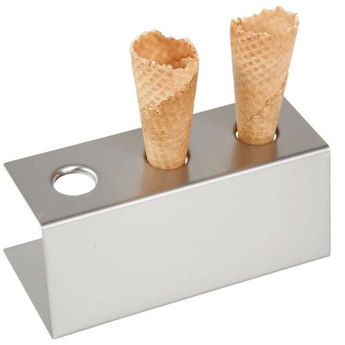 Hendi Support 3 Cornets à Glace Inox | 200x95x85(h)mm