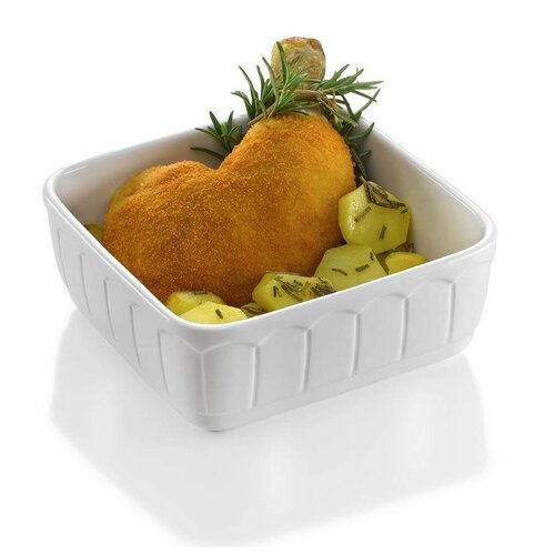 Hendi Plat à Four Carré - Rustika Porcelaine Blanche - 165x165x70(h)mm