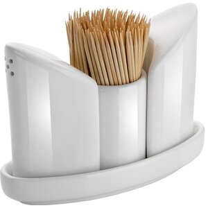 Hendi Ménagère Porcelaine - Set de 3 Pièces: Poivre, Sel, Pot à Cure-Dents - 125x54x90(h)mm Hendi Ménagère Porcelaine - Set de 3 Pièces: Poivre, Sel, Pot à Cure-Dents - 125x54x90(h)mm
