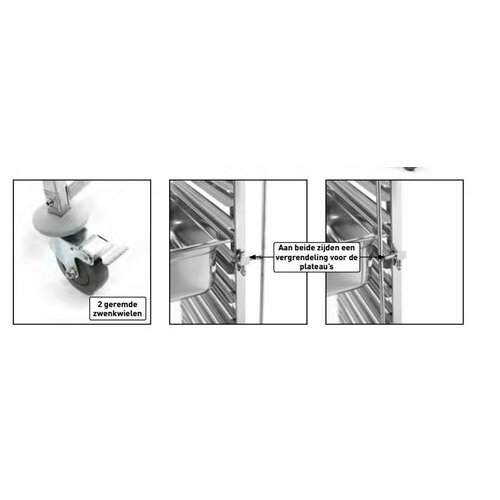 Hendi Chariot Porte-Plateaux Inox - 15 x GN1/1 - 380x550x1735(h)mm