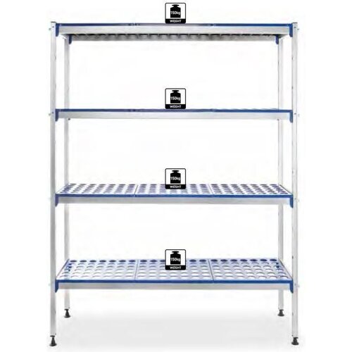 Hendi Étagère Aluminium 4 Niveaux | max.150kg | à Monter | 1280x405x(H)1685mm