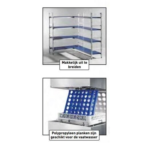 Hendi Étagère Aluminium 4 Niveaux | max.150kg | à Monter | 1280x405x(H)1685mm