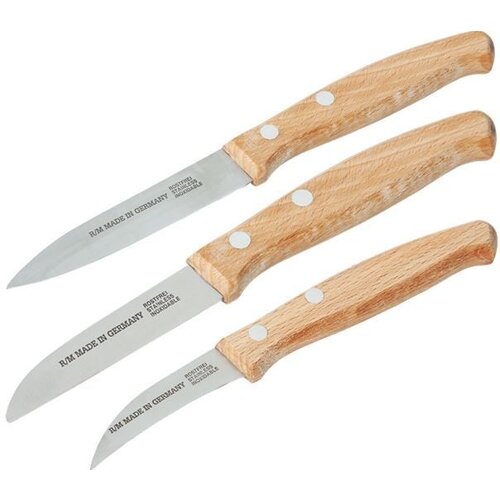 Hendi Couteau Éplucheur Inox Courbé 165mm - Manche en Bois 60mm