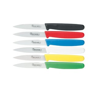 Hendi Set de 6 Couteaux Éplucheur - 75mm - Blanc, Rouge, Bleu, Vert, Noir, Jaune
