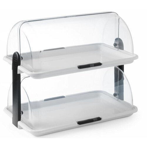 Hendi Vitrine à Couvercle Rolltap - Transparent ABS - Deux Niveaux - 465x310x410(h)mm