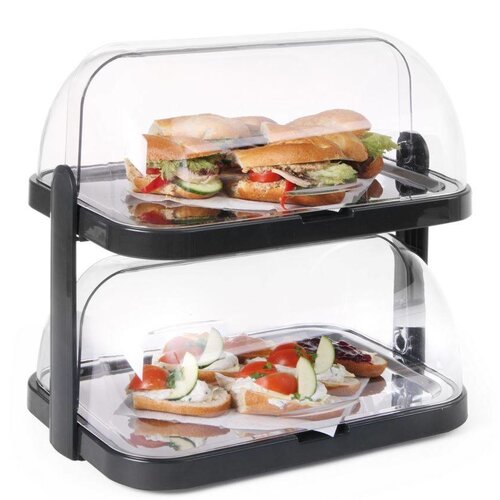 Hendi Vitrine à Couvercle Coulissant ABS - Deux Plateaux - 440x320x440(h)mm Hendi Vitrine à Couvercle Coulissant ABS - Deux Plateaux - 440x320x440(h)mm