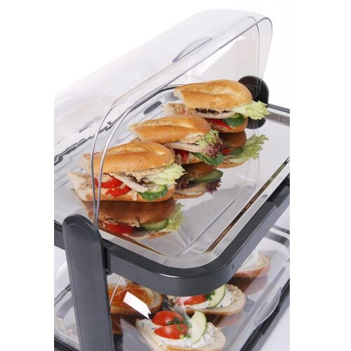 Hendi Vitrine à Couvercle Coulissant ABS - Deux Plateaux - 440x320x440(h)mm Hendi Vitrine à Couvercle Coulissant ABS - Deux Plateaux - 440x320x440(h)mm