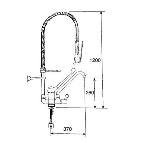 CHRselect Douchette + Robinet Coudé INOX - 16 Litres p/m - Connections Flexibles - (H)1200mm