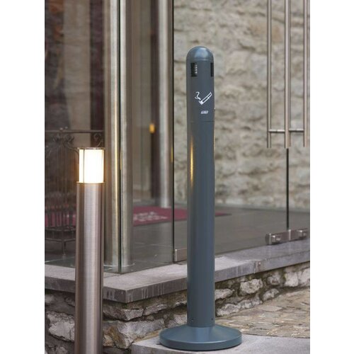 CHRselect Cendrier Poteau à Poser | Noir | Jusqu'à 900 Mégots | 300x300x1080(h)mm