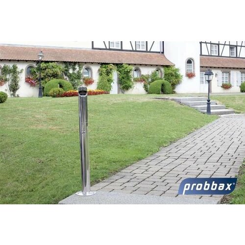 CHRselect Cendrier Poteau à Poser | Inox poli | Jusqu'à 330 Mégots | 1,1 Litres | 76x76x920(h)mm