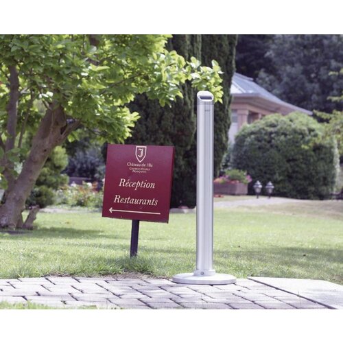 CHRselect Cendrier Poteau à Poser | Inox poli | Jusqu'à 330 Mégots | 1,1 Litres | 76x76x920(h)mm