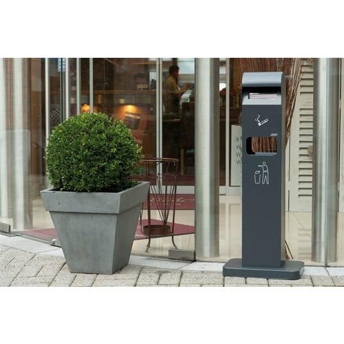 CHRselect Cendrier à Poser Totem Noir | 2 Litres | Avec Poubelle 8 Litres | Jusqu'à 600 Mégots