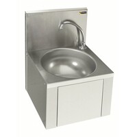 Lave-Mains Inox AISI 304 | Commande au Genou | Sans Mélangeur | 384x353x(H)524mm