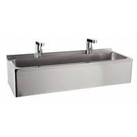 Lavabo Inox Double | 2 Robinets Électroniques | Régulateur de Température | 120x425x255 mm