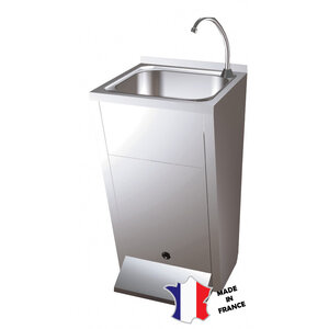 Sofinor Lavabo Inox | Commande au Pied avec Poubelle | Premix Chaud/Froid | 450x450x(H)900mm Sofinor Lavabo Inox | Commande au Pied avec Poubelle | Premix Chaud/Froid | 450x450x(H)900mm