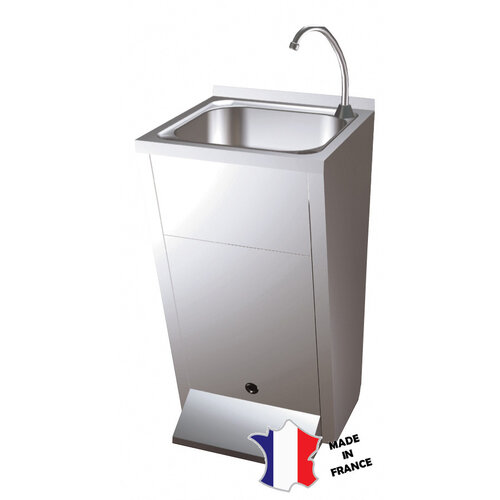 Sofinor Lavabo Inox | Commande au Pied avec Poubelle | Premix Chaud/Froid | 450x450x(H)900mm Sofinor Lavabo Inox | Commande au Pied avec Poubelle | Premix Chaud/Froid | 450x450x(H)900mm