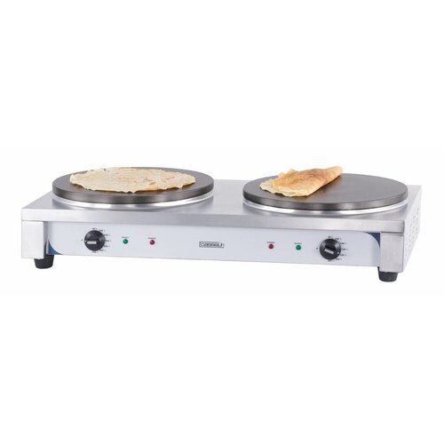 Casselin Crêpière Double Inox | Électrique | 2x Ø400mm | 2x 2,7kW | 910x445x190(h)mm