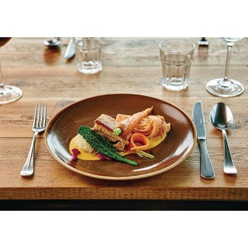 CHRselect Assiette Plate Ronde "Kiln" | Porcelaine Écorce | Ø280mm | 4 Pièces