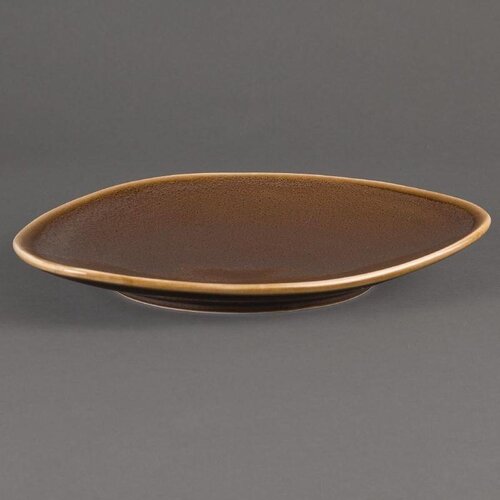 CHRselect Assiette Triangulaire "Kiln" | Porcelaine Écorce | Ø230mm | 6 Pièces