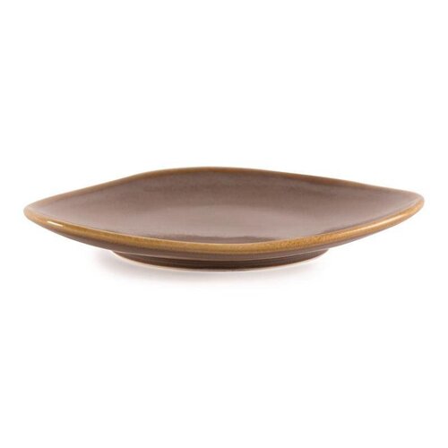 CHRselect Assiette Triangulaire "Kiln" | Porcelaine Écorce | Ø280mm | 4 Pièces