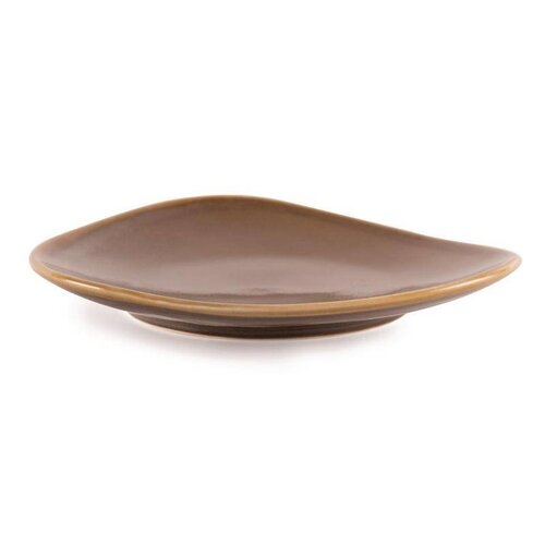 CHRselect Assiette Triangulaire "Kiln" | Porcelaine Écorce | Ø280mm | 4 Pièces