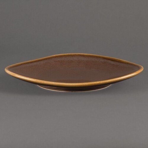 CHRselect Assiette Triangulaire "Kiln" | Porcelaine Écorce | Ø280mm | 4 Pièces