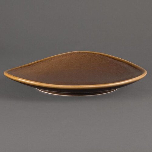 CHRselect Assiette Triangulaire "Kiln" | Porcelaine Écorce | Ø280mm | 4 Pièces