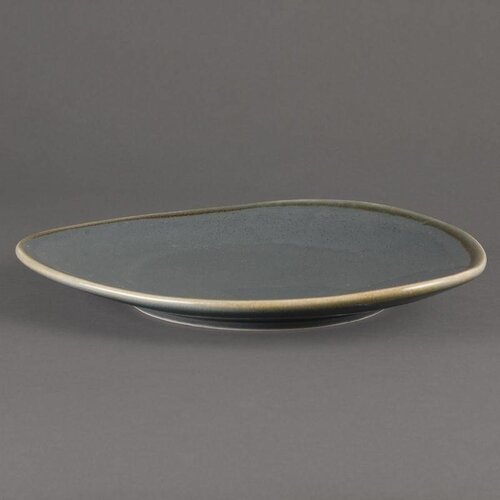 CHRselect Assiette Triangulaire "Kiln" | Porcelaine Océan | Ø280mm | 4 Pièces