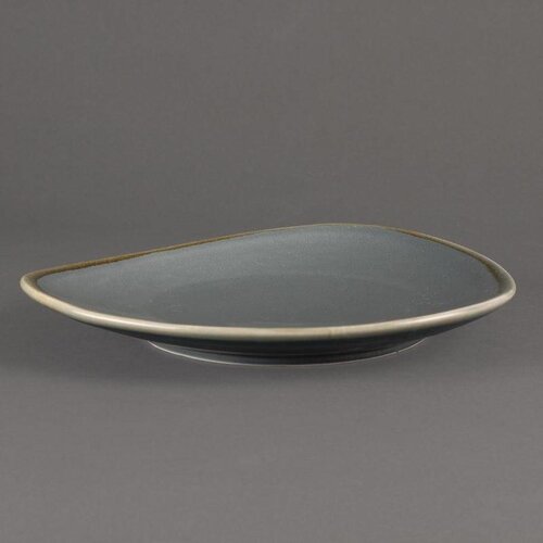 CHRselect Assiette Triangulaire "Kiln" | Porcelaine Océan | Ø280mm | 4 Pièces