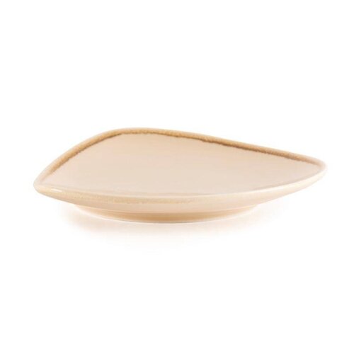 CHRselect Assiette Triangulaire "Kiln" | Porcelaine Sable | Ø230mm | 6 Pièces