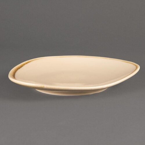 CHRselect Assiette Triangulaire "Kiln" | Porcelaine Sable | Ø230mm | 6 Pièces