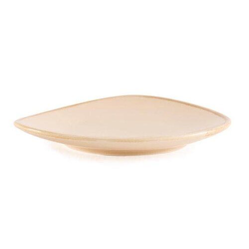 CHRselect Assiette Triangulaire "Kiln" | Porcelaine Sable | Ø280mm | 4 Pièces