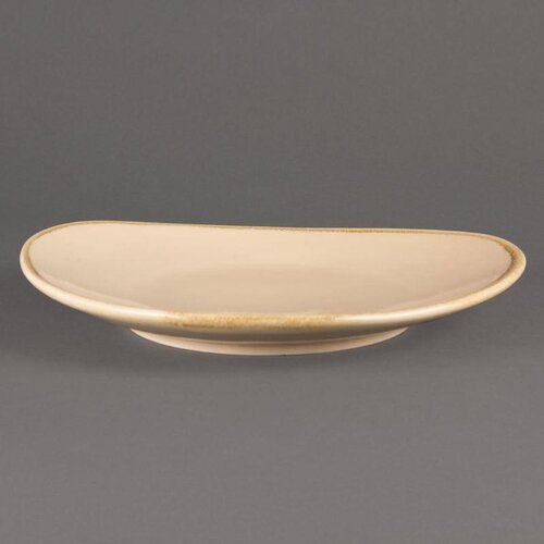 CHRselect Assiette Triangulaire "Kiln" | Porcelaine Sable | Ø280mm | 4 Pièces