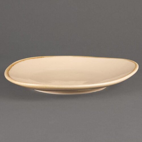 CHRselect Assiette Triangulaire "Kiln" | Porcelaine Sable | Ø280mm | 4 Pièces