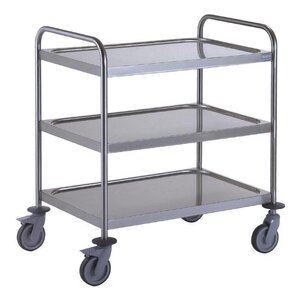 CHRselect Chariot de Service Inox | 3 Plateaux 800x530mm | 150kg