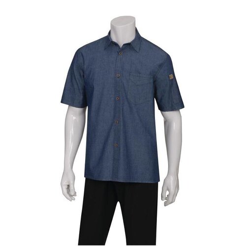CHRselect Chemise en Jean Bleue| Manches Courtes | Disponible en 4 Tailles | Hommes