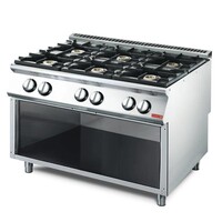 Fourneau 6 Feux Vifs + Support | Gaz | 33,5kW | 700x1200x850(h)mm
