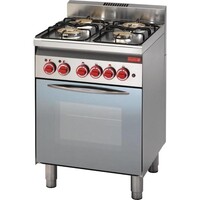 Fourneau Gaz 4 Feux | Four Électrique avec Grill | 14,7kW | 600x600x850(h)mm