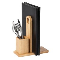 Support Porte-Menus + Pot à Couverts | Hévéa | 100x230x265(h)mm