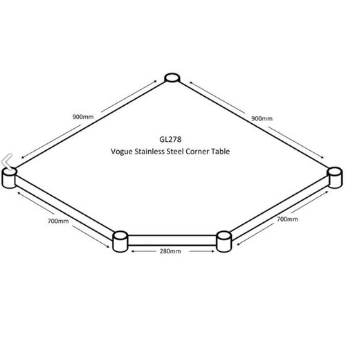 CHRselect Table d'Angle Inox + Étagère Basse | 900x700x960(h)mm