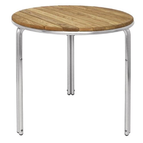 CHRselect Table de Terrasse Ronde | Frêne/Aluminium | Empilable | Ø600x720(h)mm