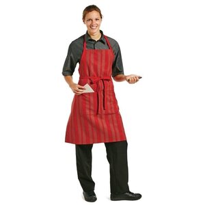 CHRselect Tablier Bavette | Double Poche | Rayures Rouges | 330x200(l)mm