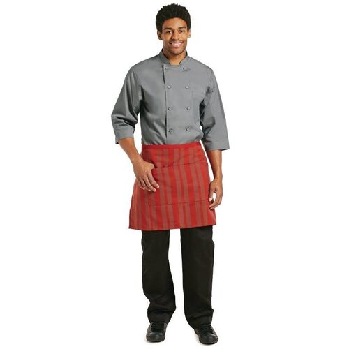 CHRselect Tablier Bistro Court | Double Poche | Rayures Rouges | 800x482(l)mm