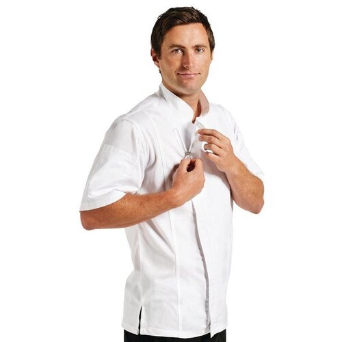 CHRselect Veste Chef + Fermeture Éclair | Blanc | Manches Courtes | Disponible en 4 Tailles
