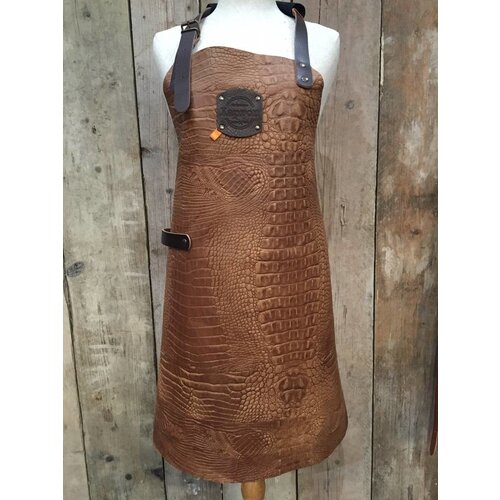 CHRselect Tablier en Cuir Crocodile | (L) Cognac | Amovible | 74(L)x60(l)cm