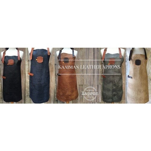 CHRselect Tablier en Cuir Crocodile | (L) Cognac | Amovible | 74(L)x60(l)cm