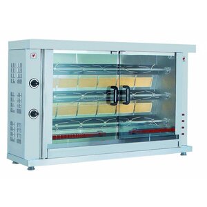 Combisteel Rôtissoire à Poulets Gaz | 3 Broches/15 Poulets | 12kW | 1320x460x880(h)mm
