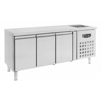 Comptoir Réfrigéré Inox | 3 Portes | Evier | 2020x700x960(h)mm