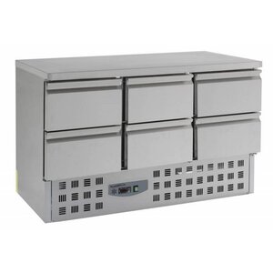 Combisteel Comptoir Réfrigéré Inox | 6 Tiroirs | 1360x700x870(h)mm
